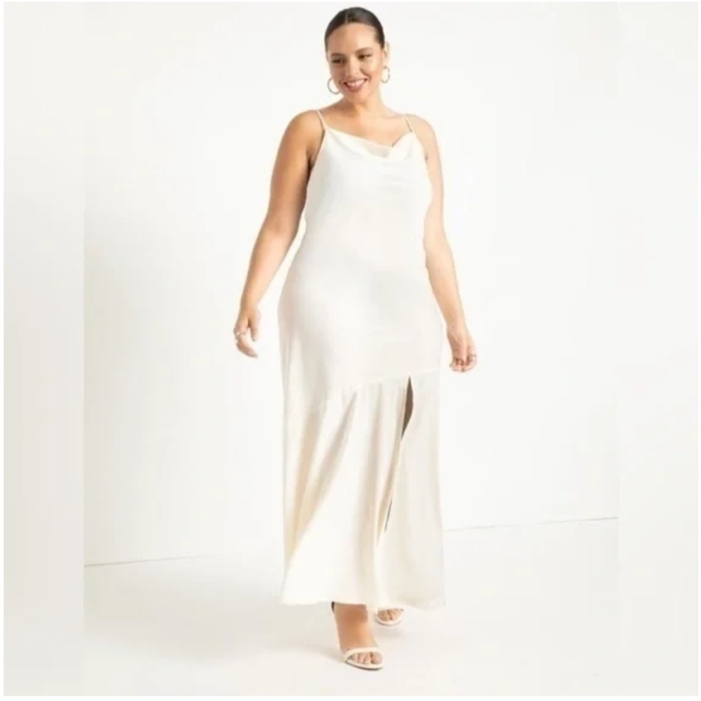 NWT ELOQUII maxi satin slip dress with slit
